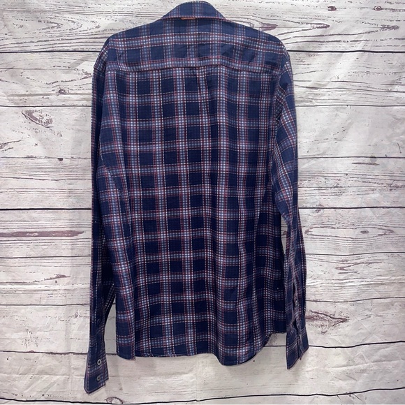 Hugo Boss Blue Plaid Casual Button Down Shirt - Picture 4 of 4